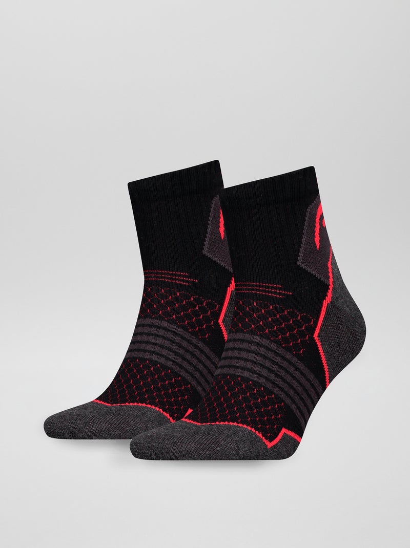 Set di 2 paia di calzini sportivi nero/rosso - Kiabi