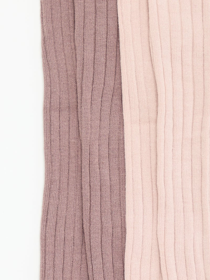 Set di 2 paia di collant a costine Rosa - Kiabi