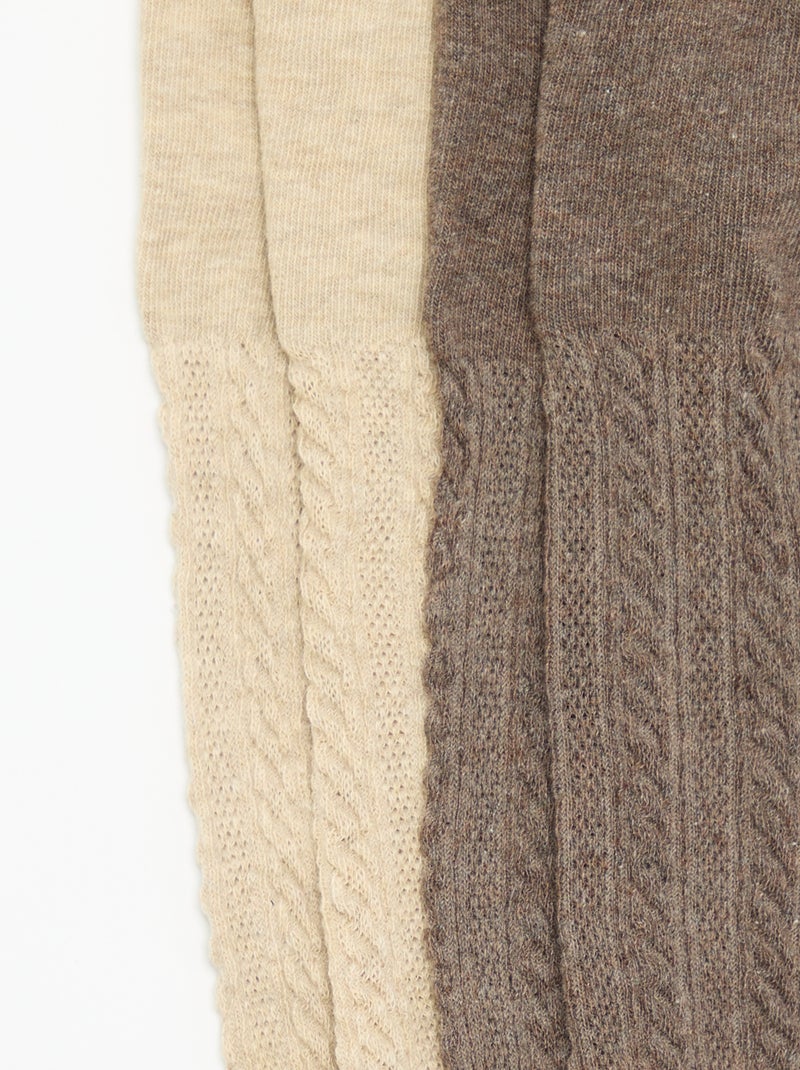Set di 2 paia di collant a maglia fantasia Marrone - Kiabi
