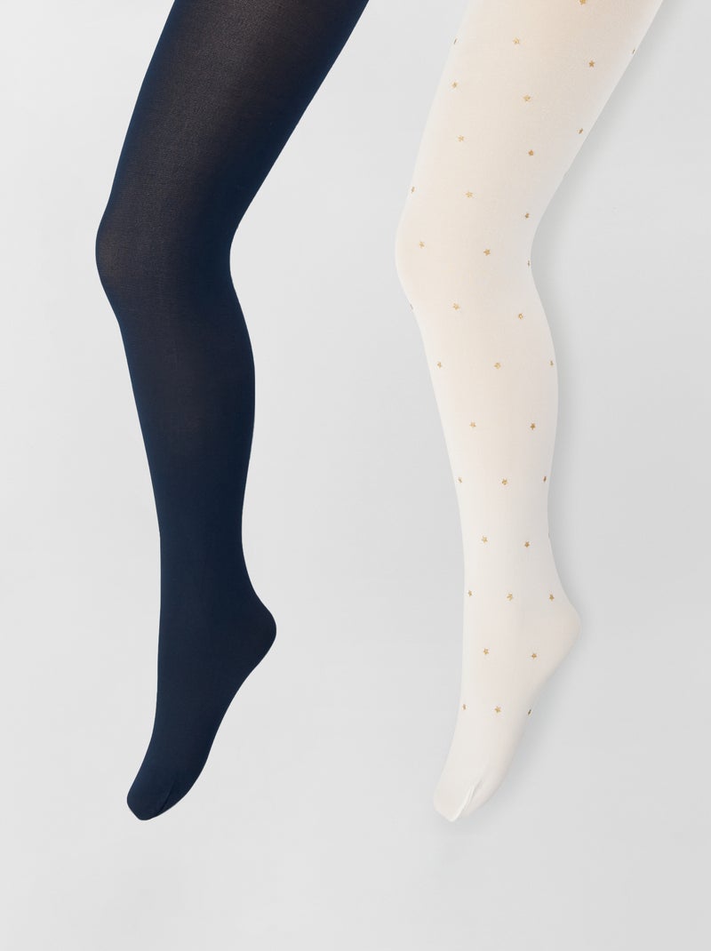Set di 2 paia di collant BLU - Kiabi