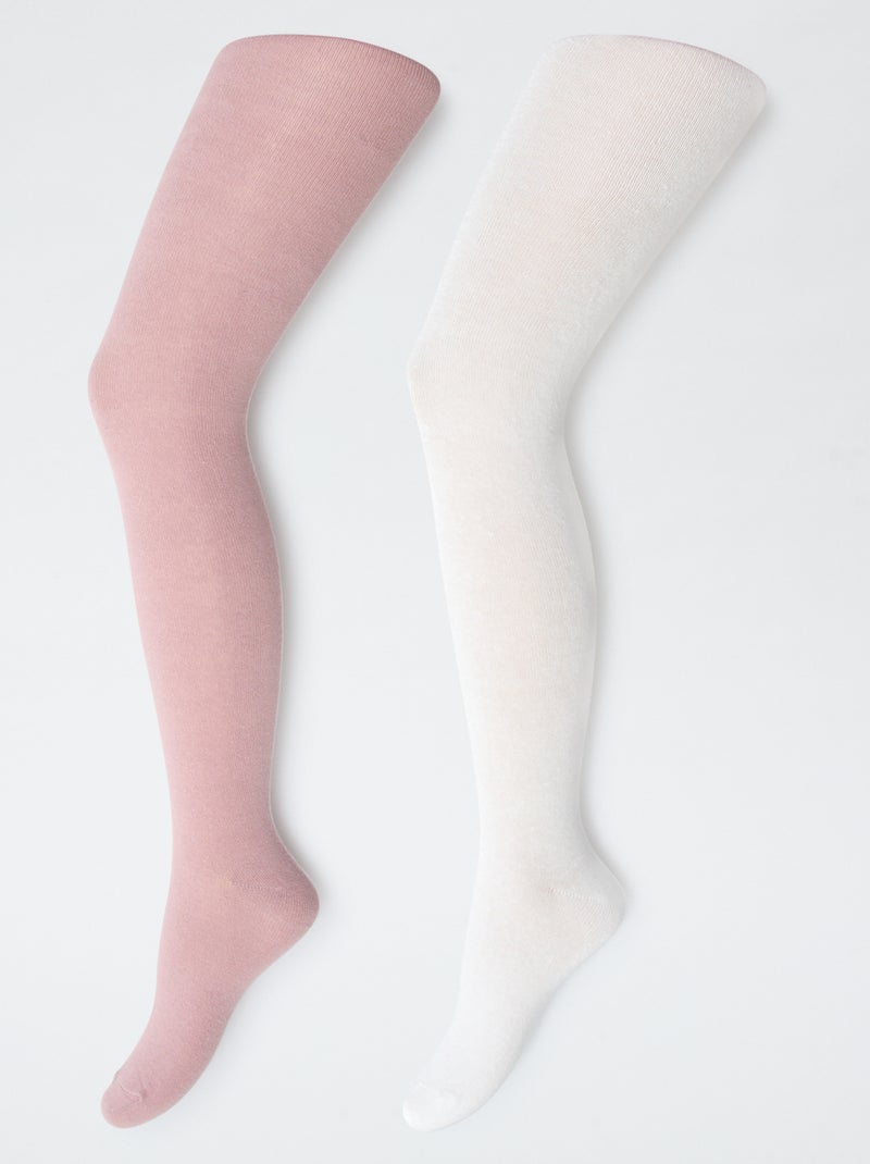 Set di 2 paia di collant caldi tinta unita Rosa - Kiabi