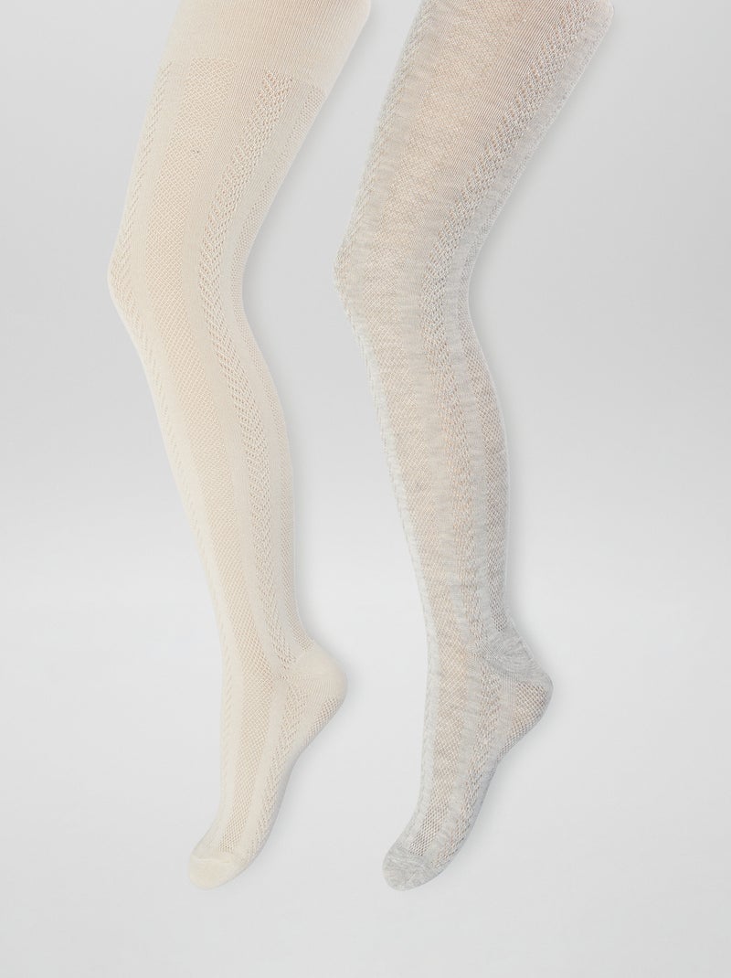Set di 2 paia di collant in maglia fantasia GRIGIO - Kiabi
