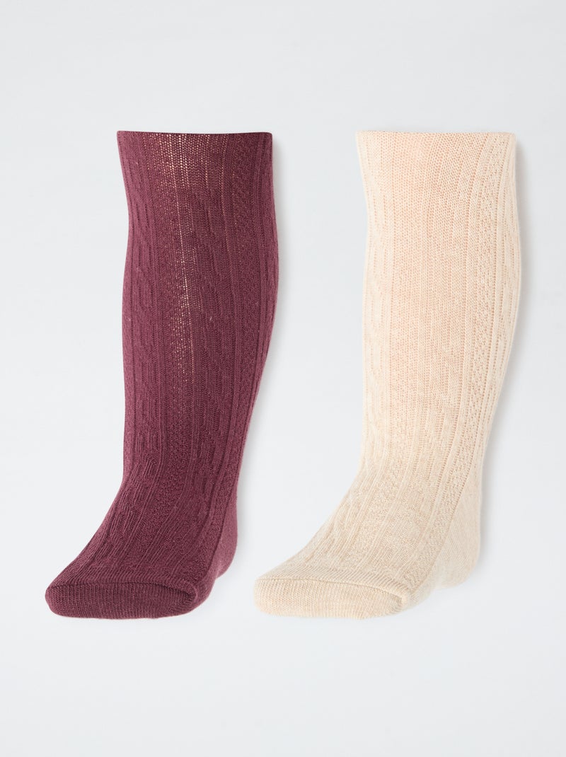 Set di 2 paia di collant in maglia Rosso - Kiabi