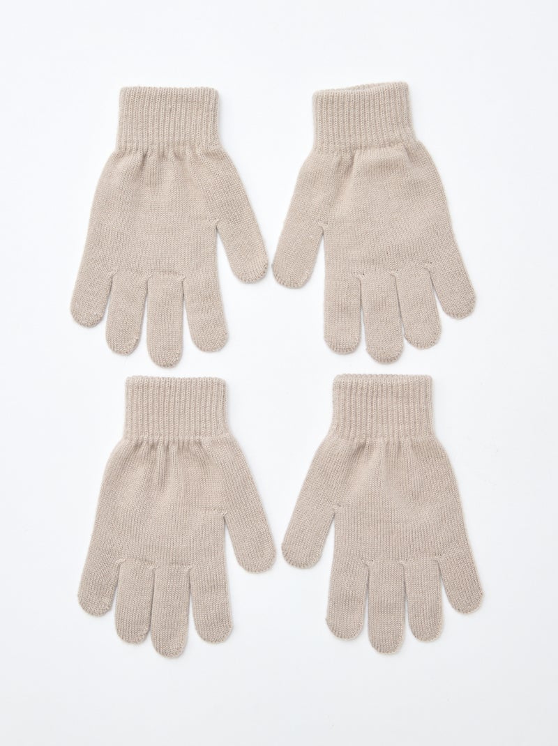 Set di 2 paia di guanti in maglia Beige - Kiabi