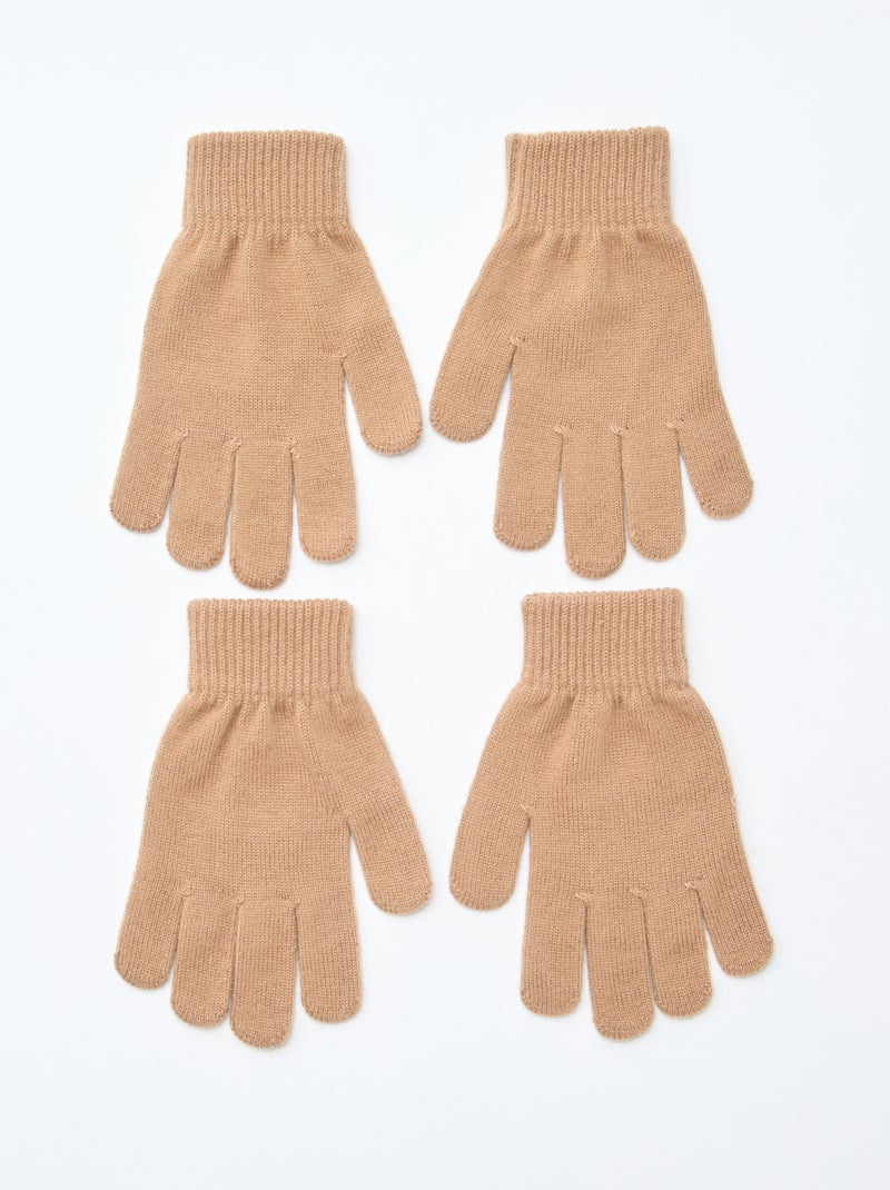 Set di 2 paia di guanti in maglia Beige - Kiabi