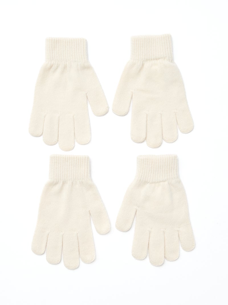 Set di 2 paia di guanti in maglia Bianco - Kiabi
