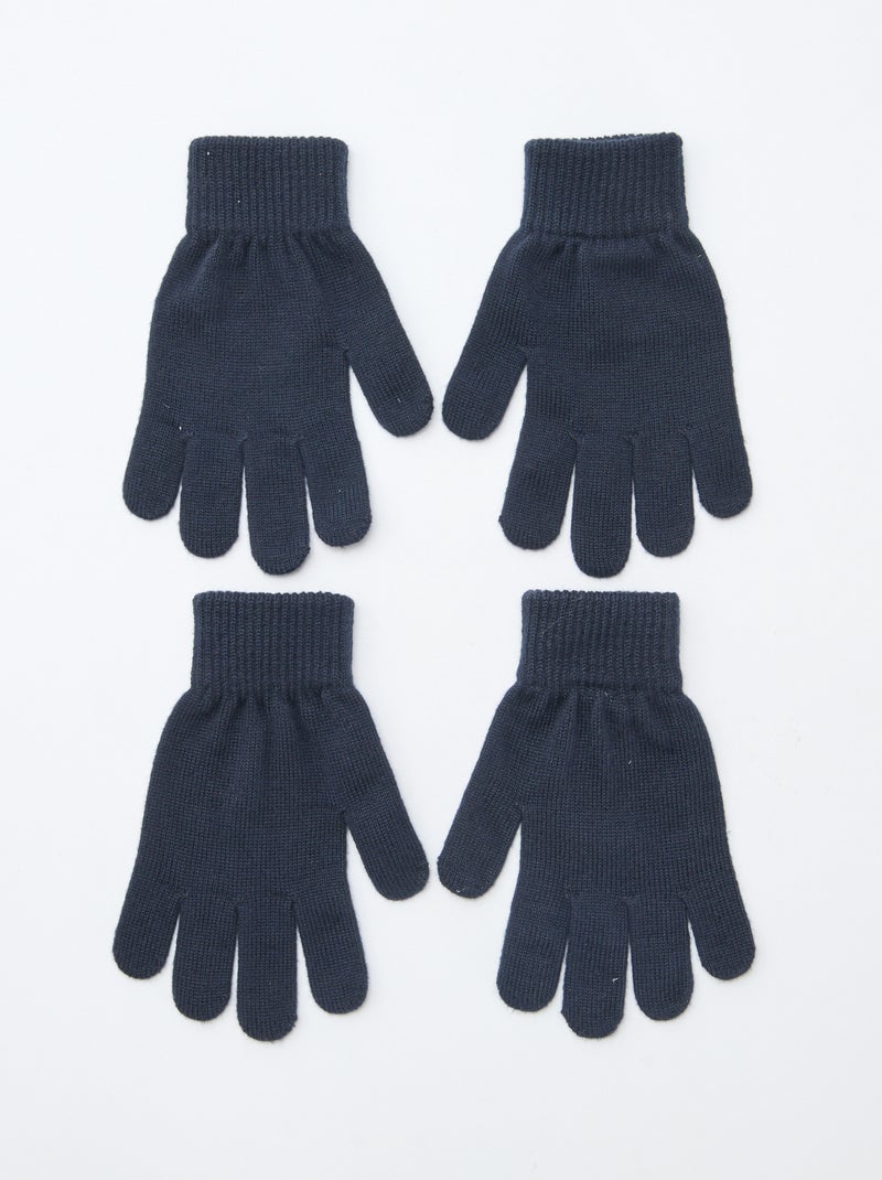 Set di 2 paia di guanti in maglia Blu - Kiabi