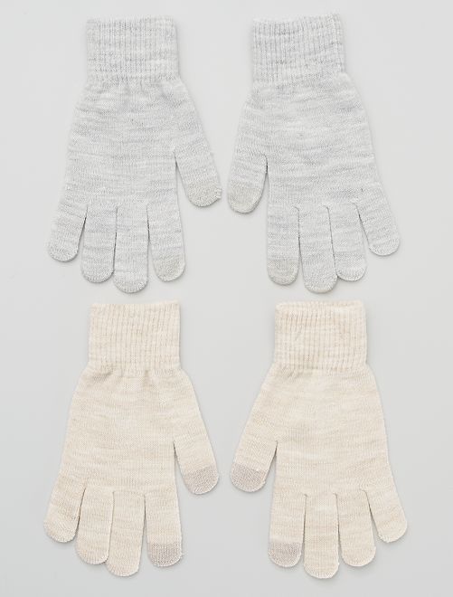 Set di 2 paia di guanti per touch screen - BEIGE - Kiabi - 3.00€