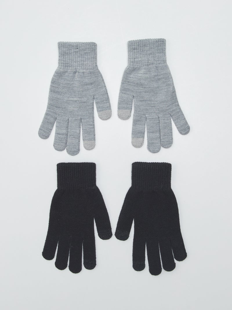 Set di 2 paia di guanti per touch screen GRIGIO - Kiabi