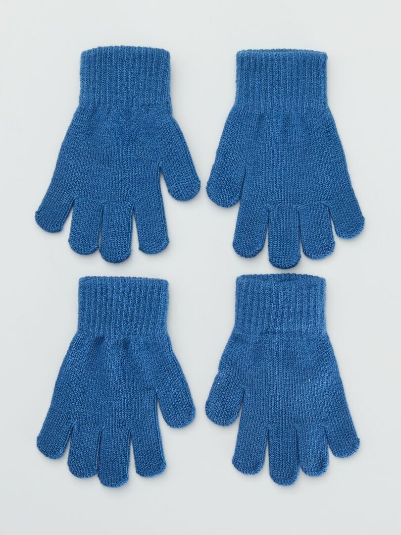 Set di 2 paia di guanti tinta unita blu scuro - Kiabi