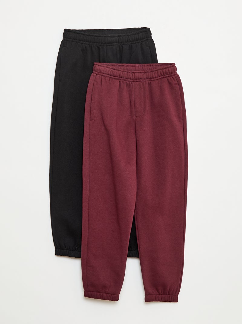 Set di 2 paia di joggers in tessuto felpato Nero - Kiabi