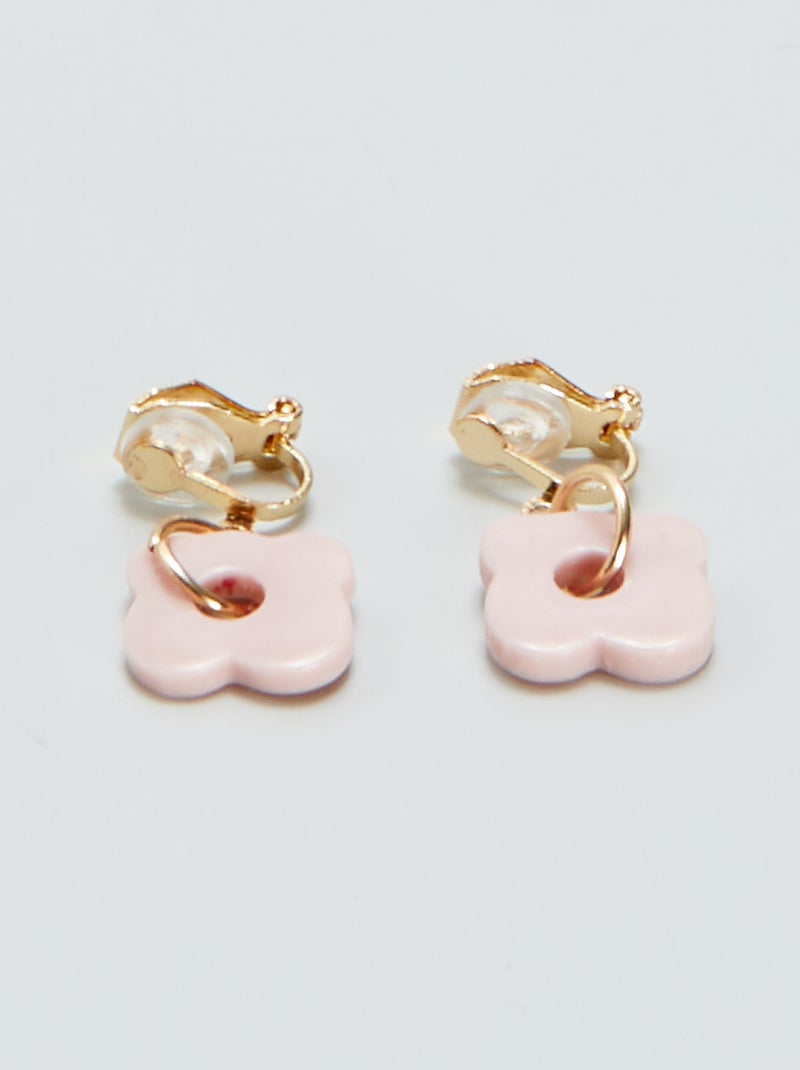 Set di 2 paia di orecchini a clip pendenti ROSA - Kiabi