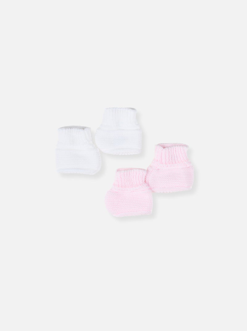 Set di 2 paia di scarpine per neonato Bianco Rosa - Kiabi