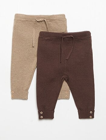 Set di 2 pantaloni in cotone lavorato a maglia