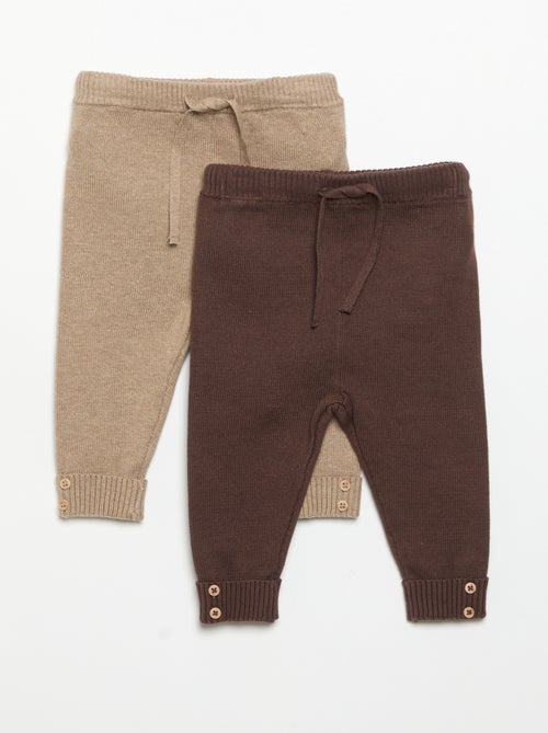 Set di 2 pantaloni in cotone lavorato a maglia - Kiabi