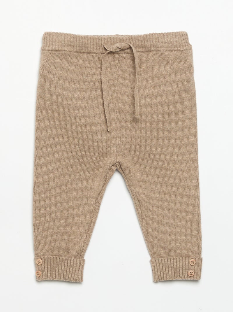 Set di 2 pantaloni in cotone lavorato a maglia Beige - Kiabi