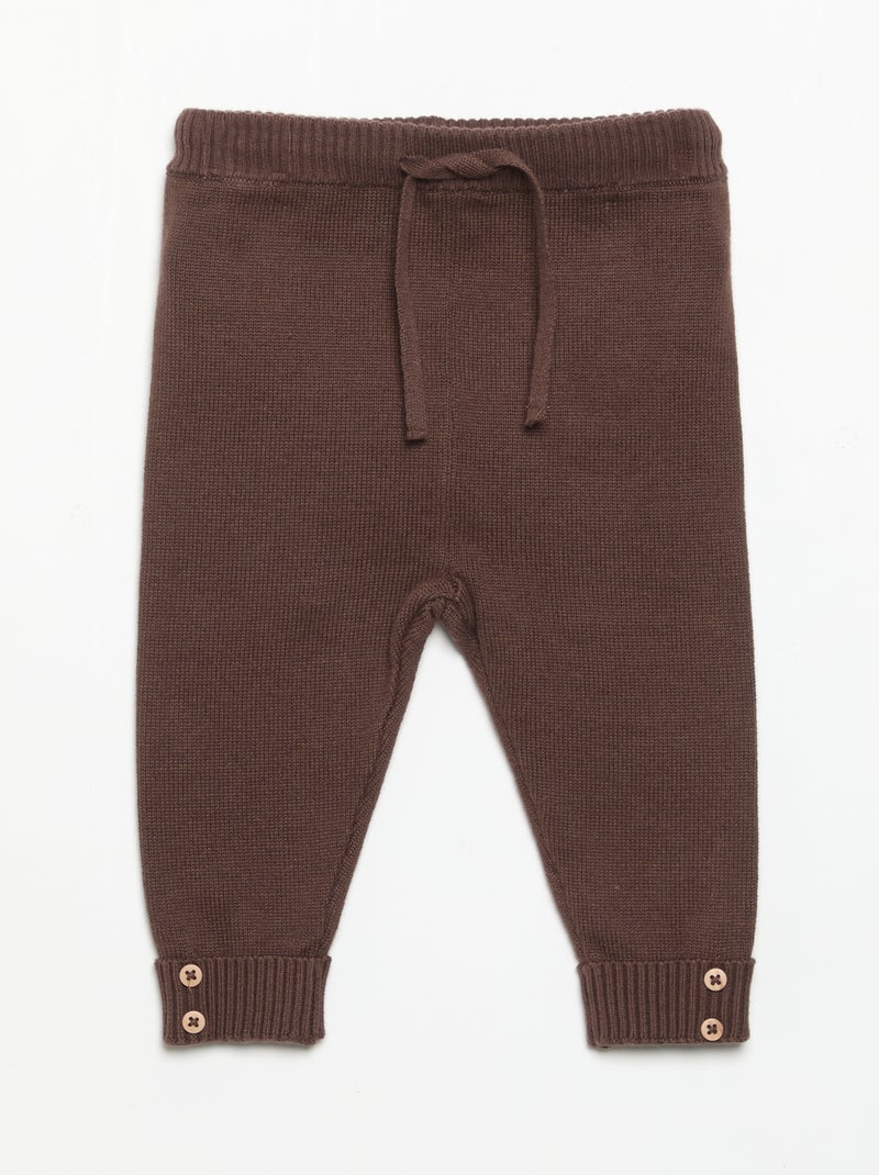 Set di 2 pantaloni in cotone lavorato a maglia Beige - Kiabi