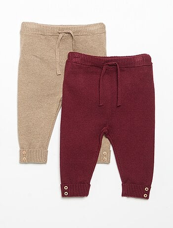 Set di 2 pantaloni in cotone lavorato a maglia