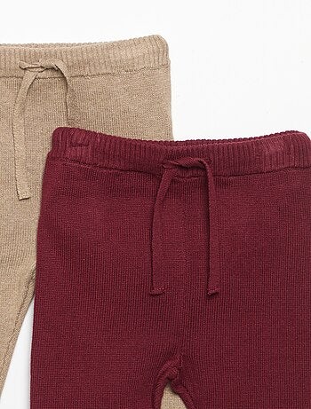 Set di 2 pantaloni in cotone lavorato a maglia