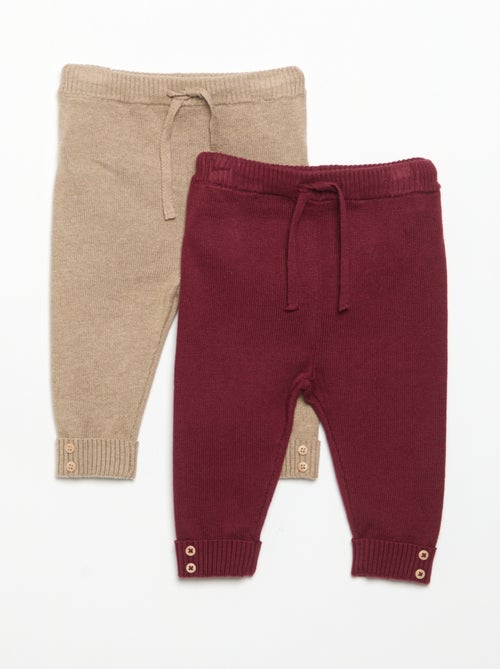Set di 2 pantaloni in cotone lavorato a maglia - Kiabi