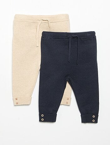 Set di 2 pantaloni in cotone lavorato a maglia