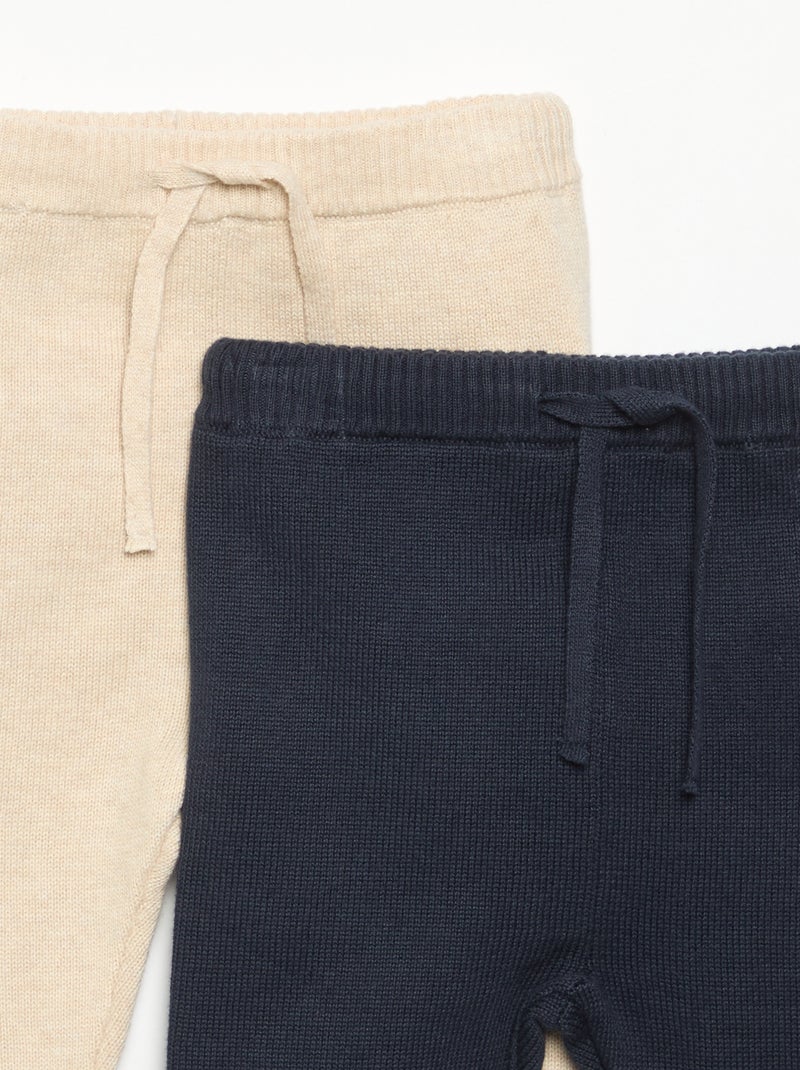 Set di 2 pantaloni in cotone lavorato a maglia Blu - Kiabi