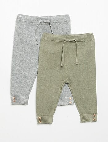 Set di 2 pantaloni in cotone lavorato a maglia