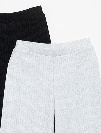 Set di 2 pantaloni in maglia a costine piatte