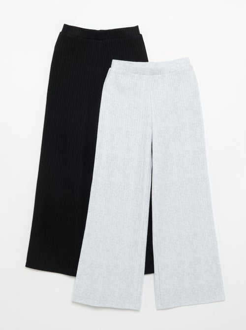 Set di 2 pantaloni in maglia a costine piatte - Kiabi