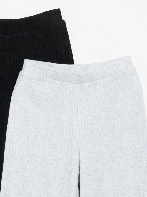Set di 2 pantaloni in maglia a costine piatte - Kiabi