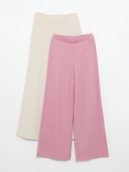 Set di 2 pantaloni in maglia a costine piatte - Kiabi