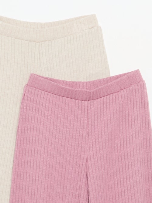 Set di 2 pantaloni in maglia a costine piatte - Kiabi