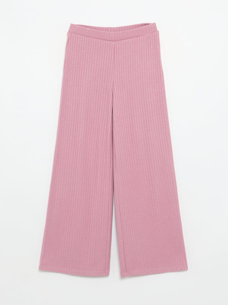Set di 2 pantaloni in maglia a costine piatte Rosa - Kiabi