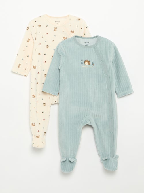 Set di 2 pigiami in velluto con piedini - Kiabi