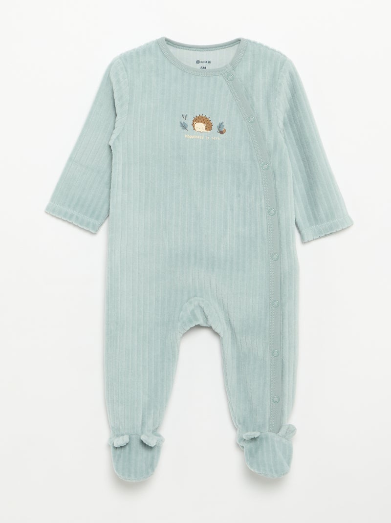 Set di 2 pigiami in velluto con piedini Blu - Kiabi