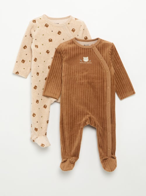 Set di 2 pigiami in velluto con piedini - Kiabi