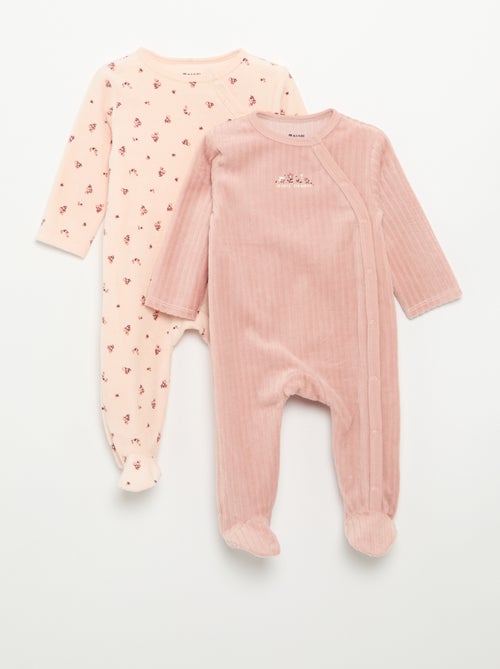 Set di 2 pigiami in velluto con piedini - Kiabi