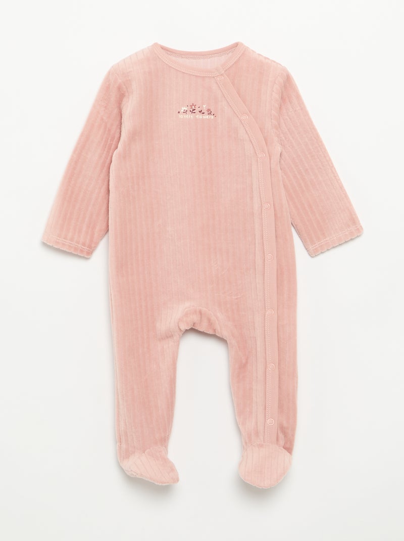 Set di 2 pigiami in velluto con piedini Rosa - Kiabi