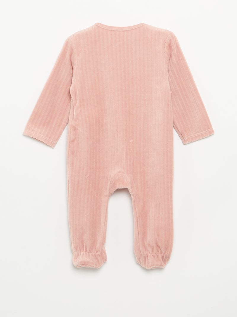 Set di 2 pigiami in velluto con piedini Rosa - Kiabi