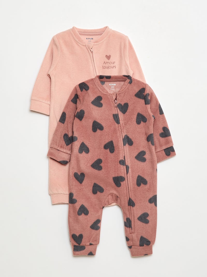 Set di 2 pigiami tuta in pile - 2 pezzi Rosa - Kiabi