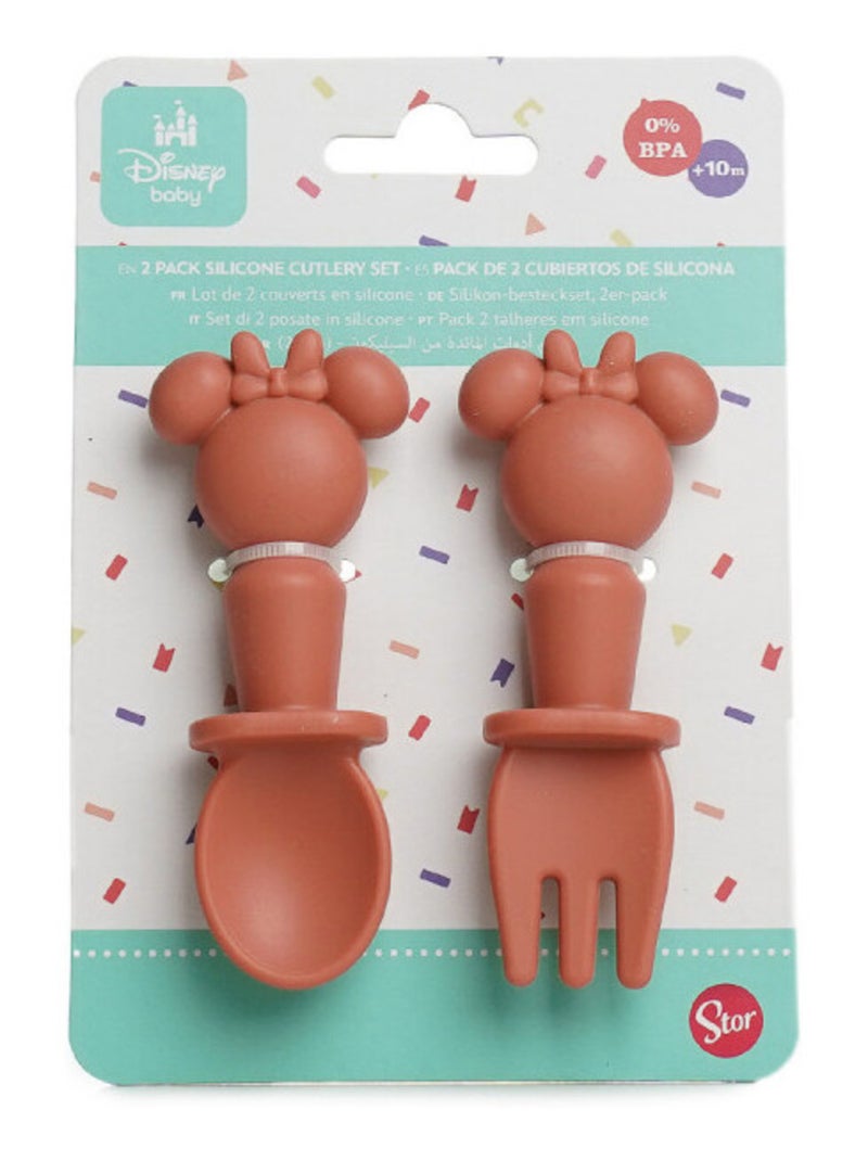 Set di 2 posate in silicone Thermobaby Minnie Baby cucchiaio e forchetta Rosa - Kiabi