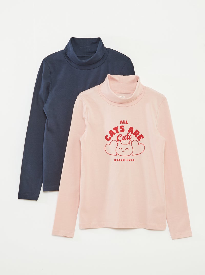Set di 2 pullover leggeri con collo a dolcevita Rosa - Kiabi