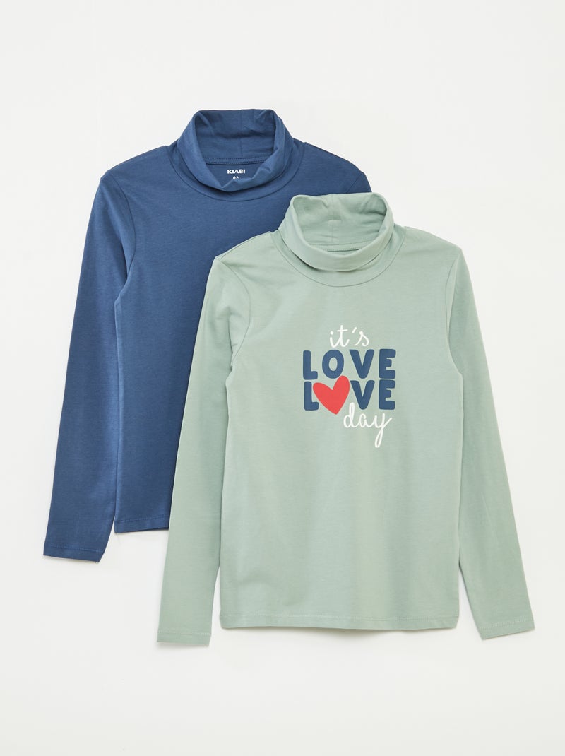 Set di 2 pullover leggeri con collo a dolcevita Verde - Kiabi