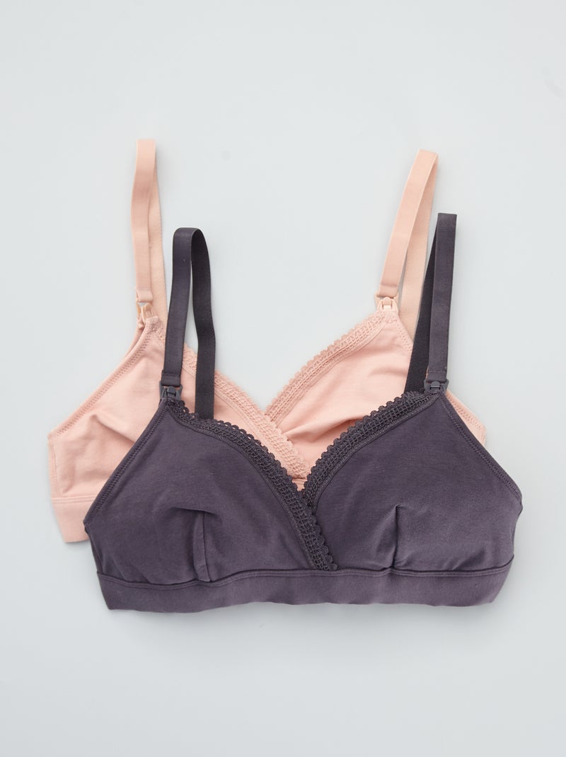 Set di 2 reggiseni per l'allattamento in cotone grigio antracite - Kiabi