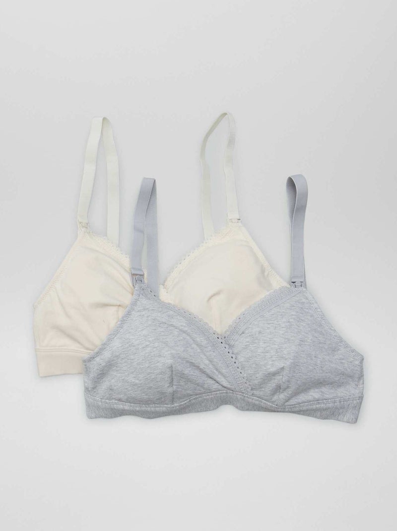 Set di 2 reggiseni per l'allattamento in cotone GRIGIO - Kiabi