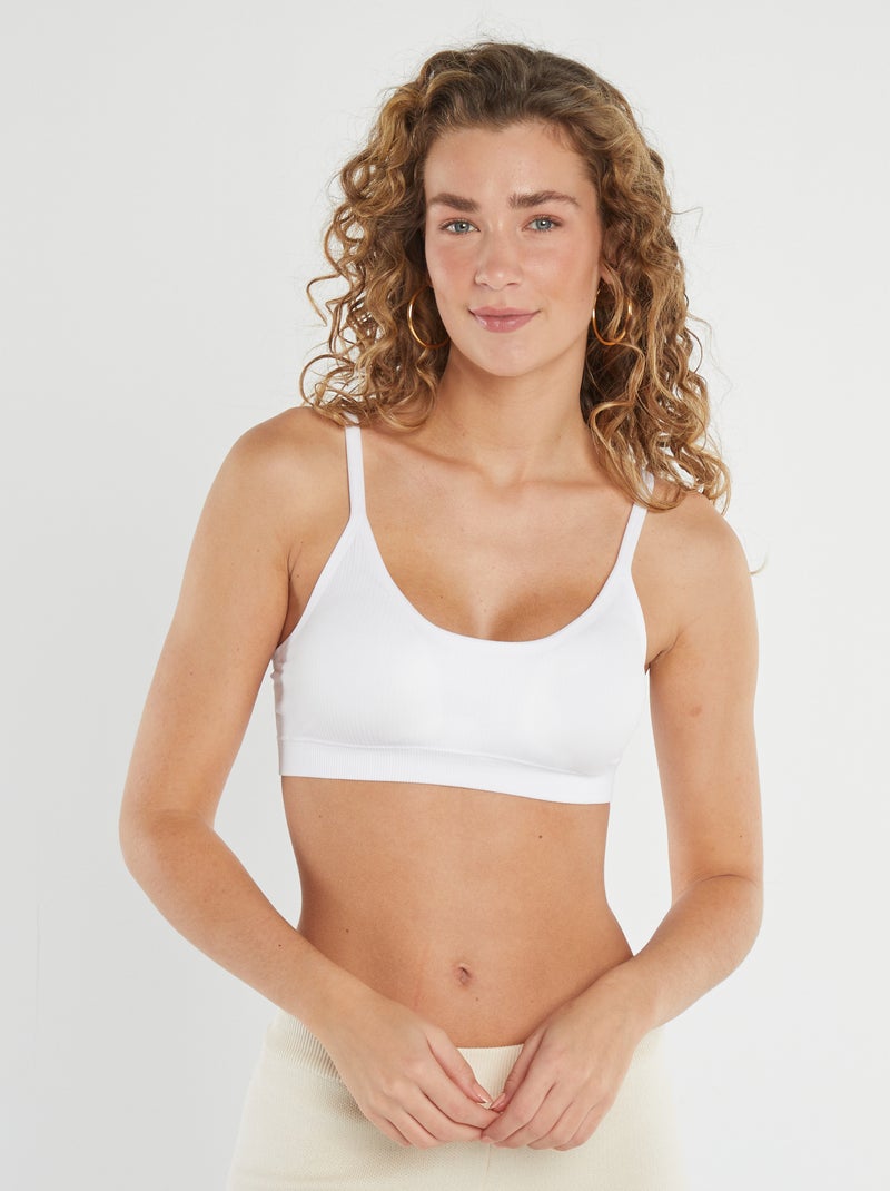 Set di 2 reggiseni sportivi a coste BIANCO - Kiabi