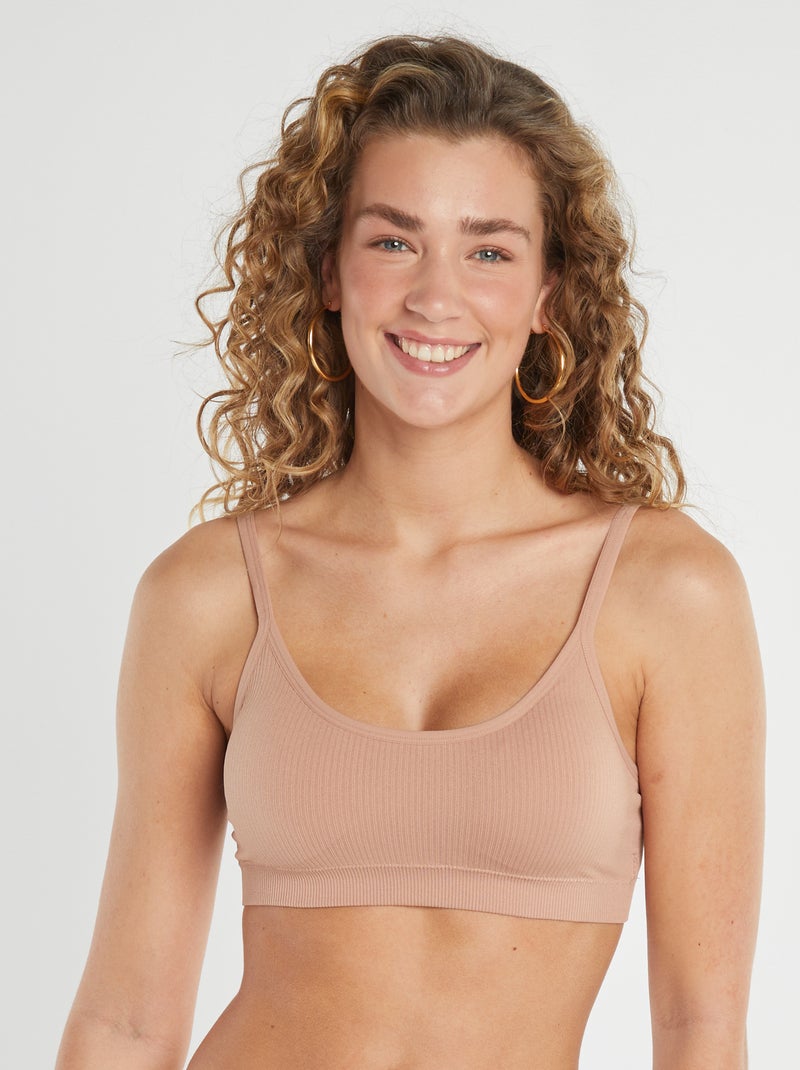 Set di 2 reggiseni sportivi a coste ROSA - Kiabi