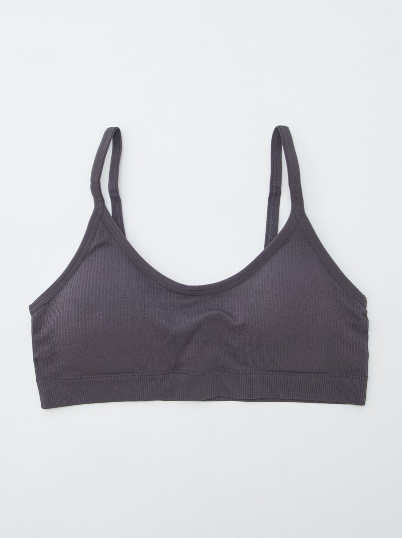 Set di 2 reggiseni sportivi a coste VIOLA - Kiabi