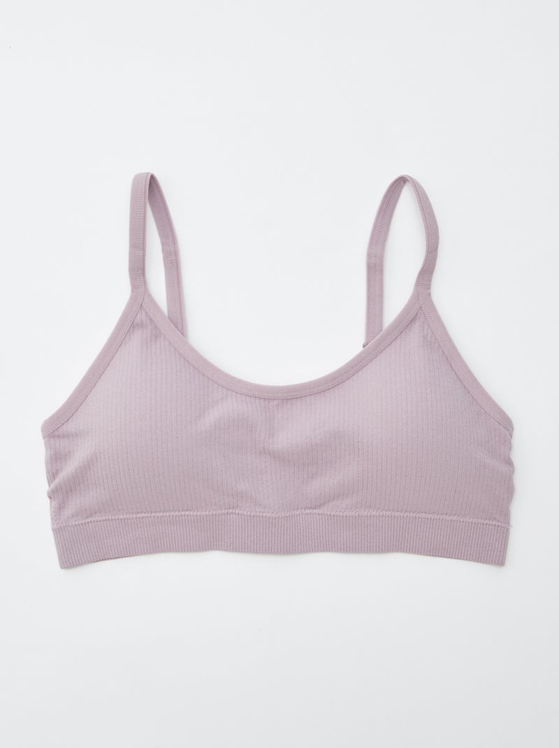 Set di 2 reggiseni sportivi a coste VIOLA - Kiabi