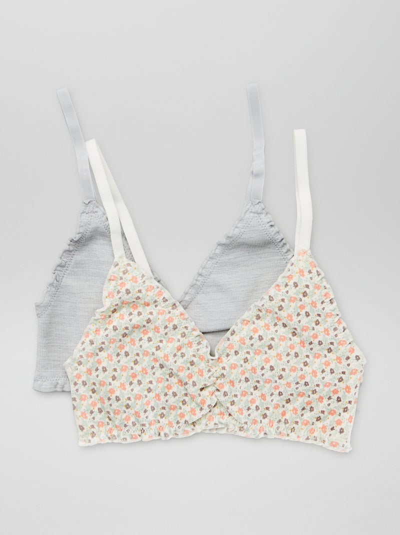 Set di 2 reggiseni sportivi in maglia a coste grigio - Kiabi